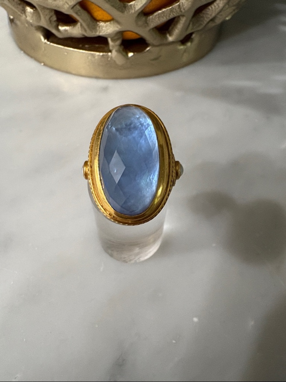 Julie Vos Cannes Ring in Chalcedony Blue Size 7-8. - Picture 4 of 5